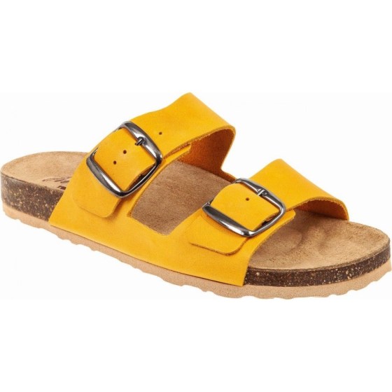 Relax 24024 Γυναικεία Ανατομικά Δερμάτινα Sliders Κίτρινα 